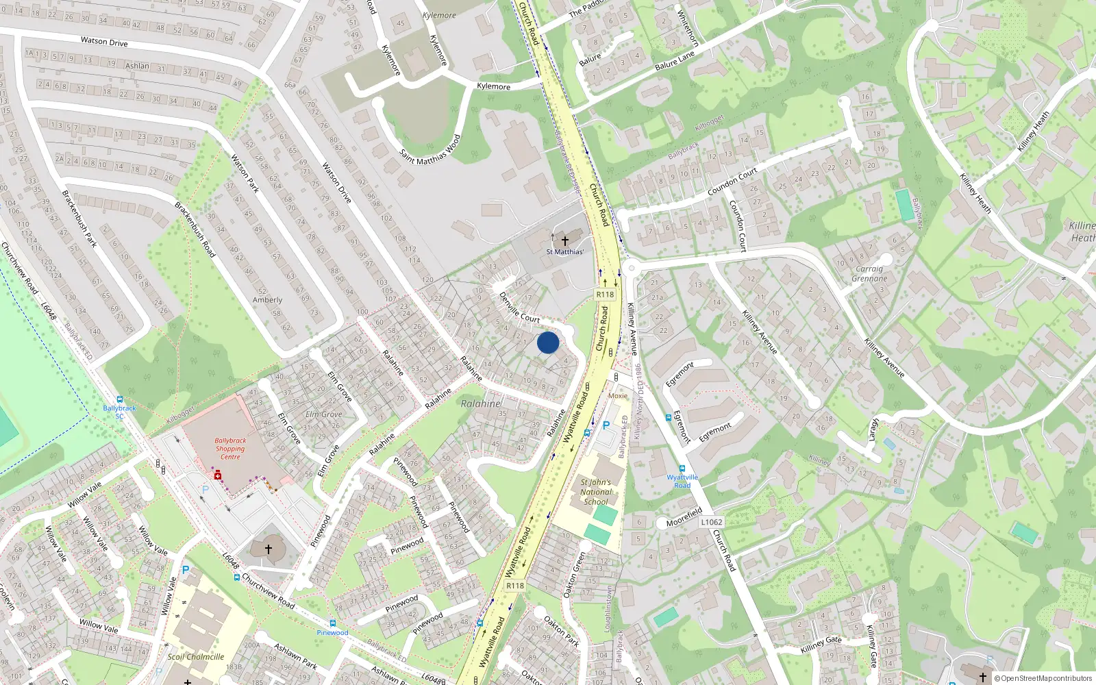Overhead map showing the location of 1 Ralahine, Dublin