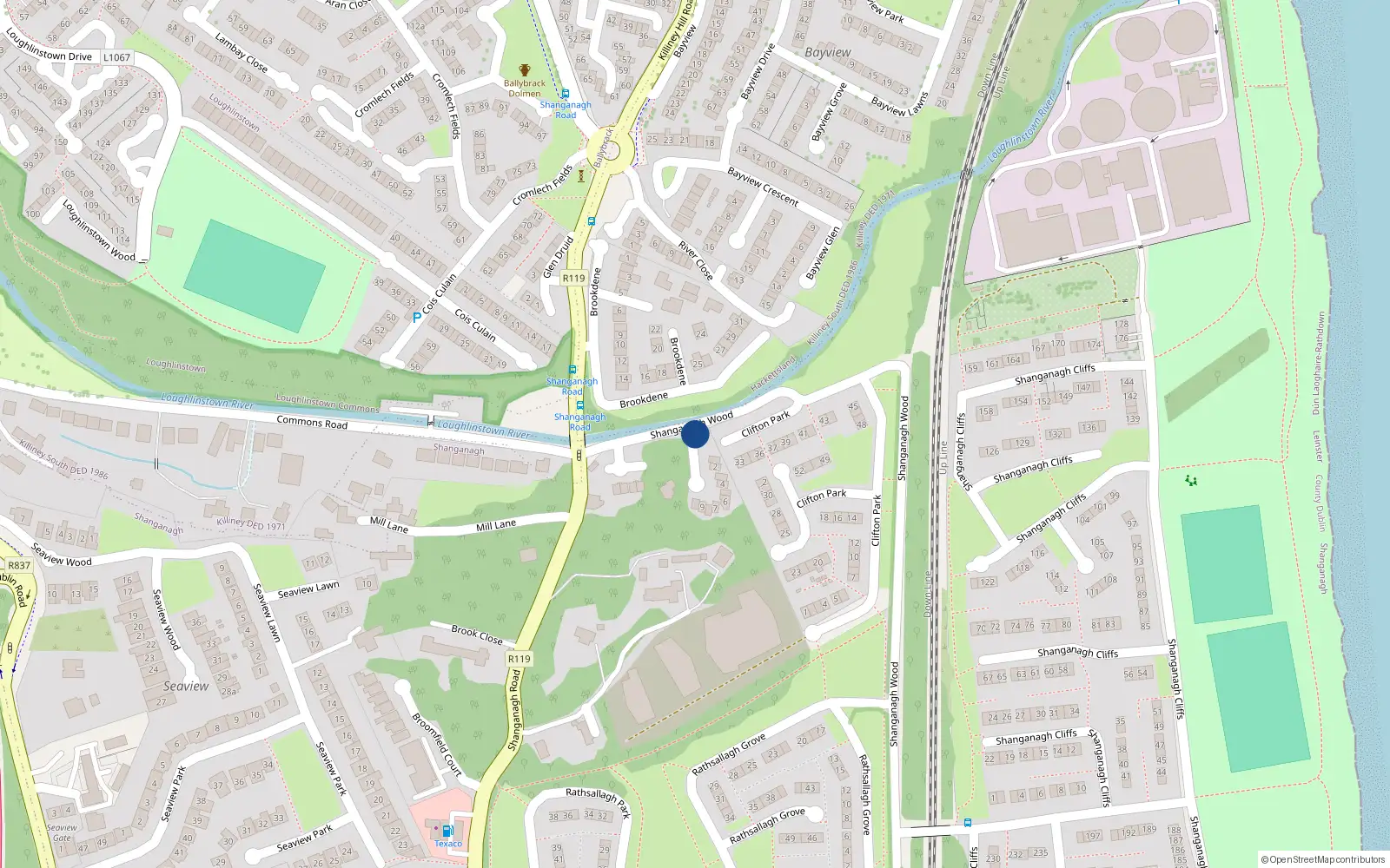 Overhead map showing the location of 1 River Lane Grove, Dublin