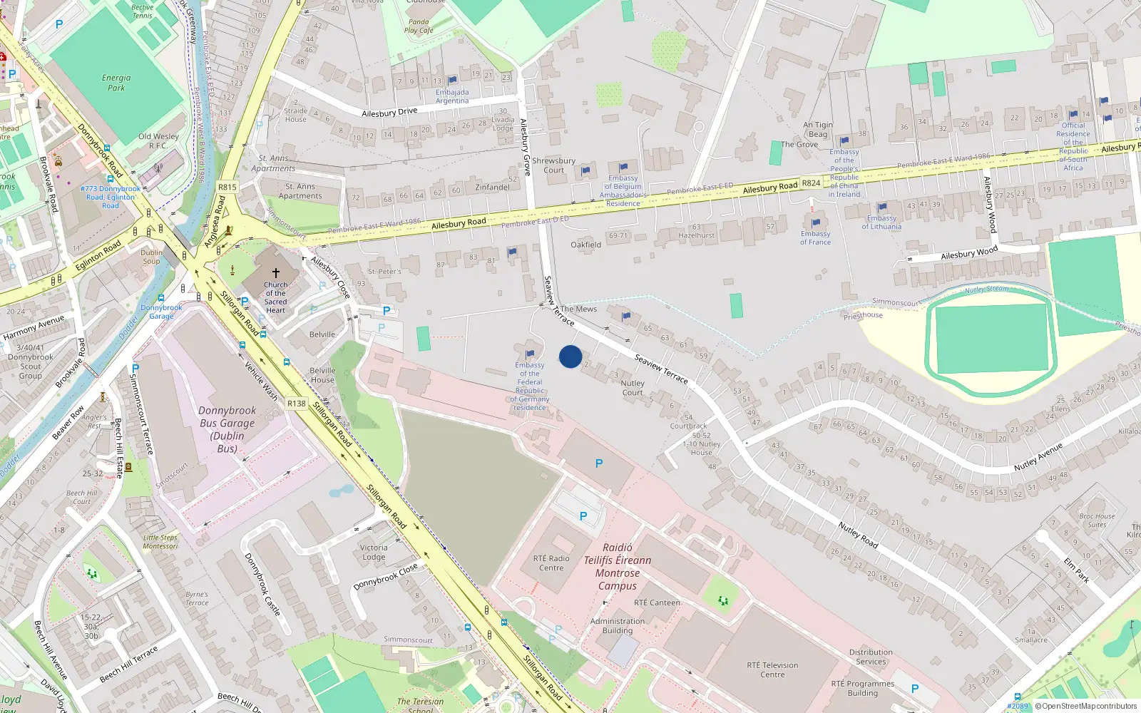 Overhead map showing the location of 1 Seaview Terrace, Simmonscourt