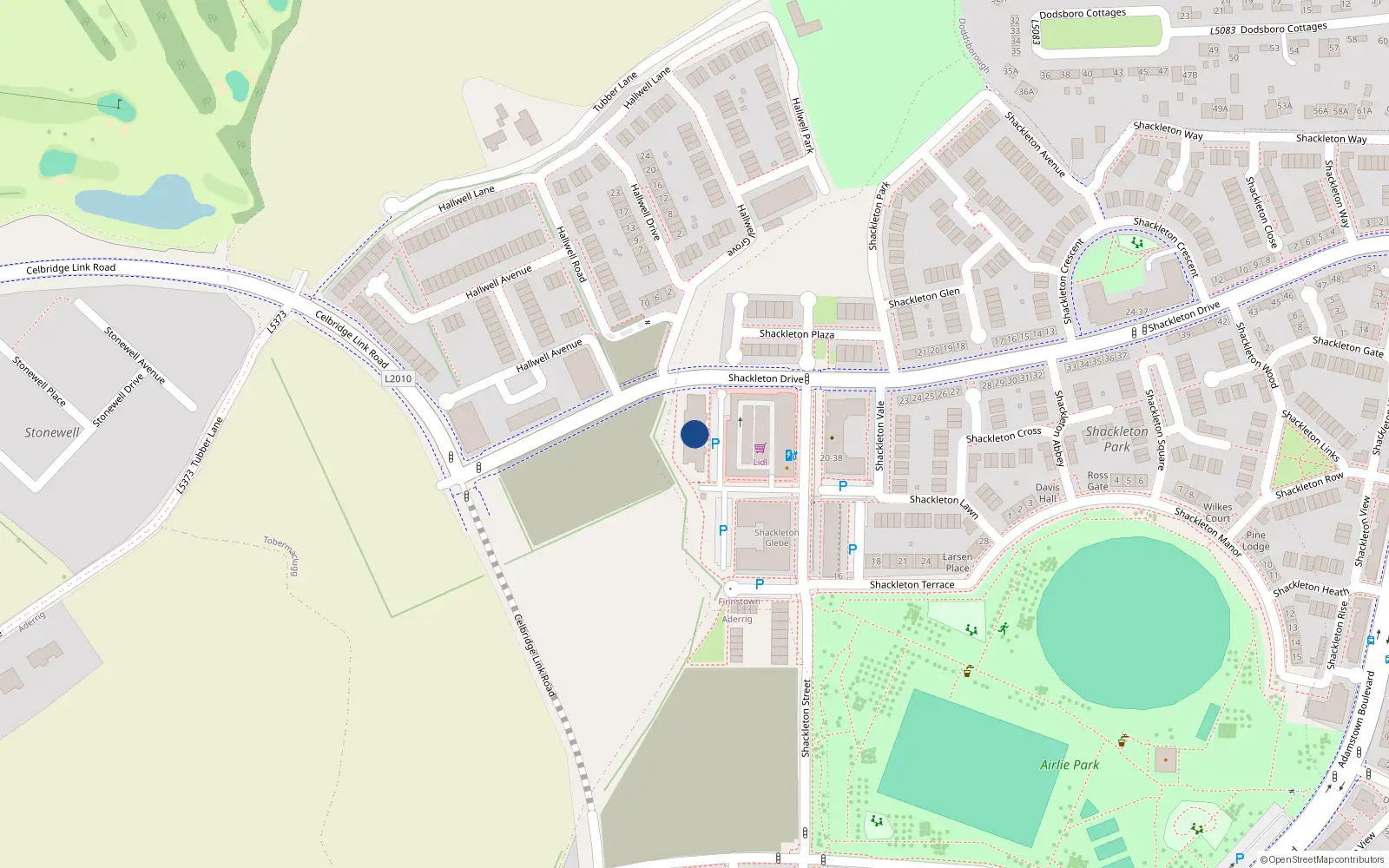 Overhead map showing the location of 1 Shackleton Drive, Lucan
