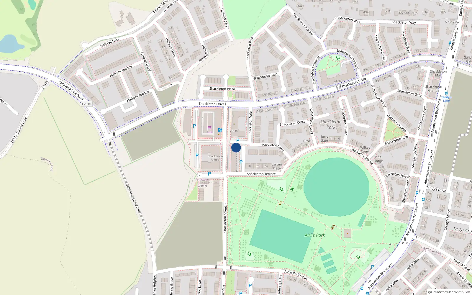 Overhead map showing the location of 1 Shackleton Terrace, Finnstown