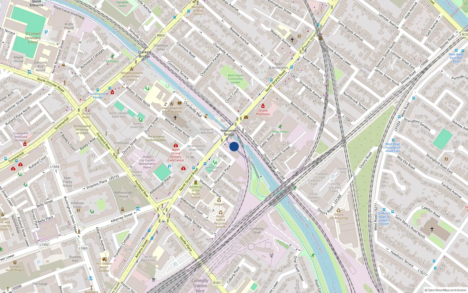Overhead map showing the location of 1 Shamrock Place, Dublin 1