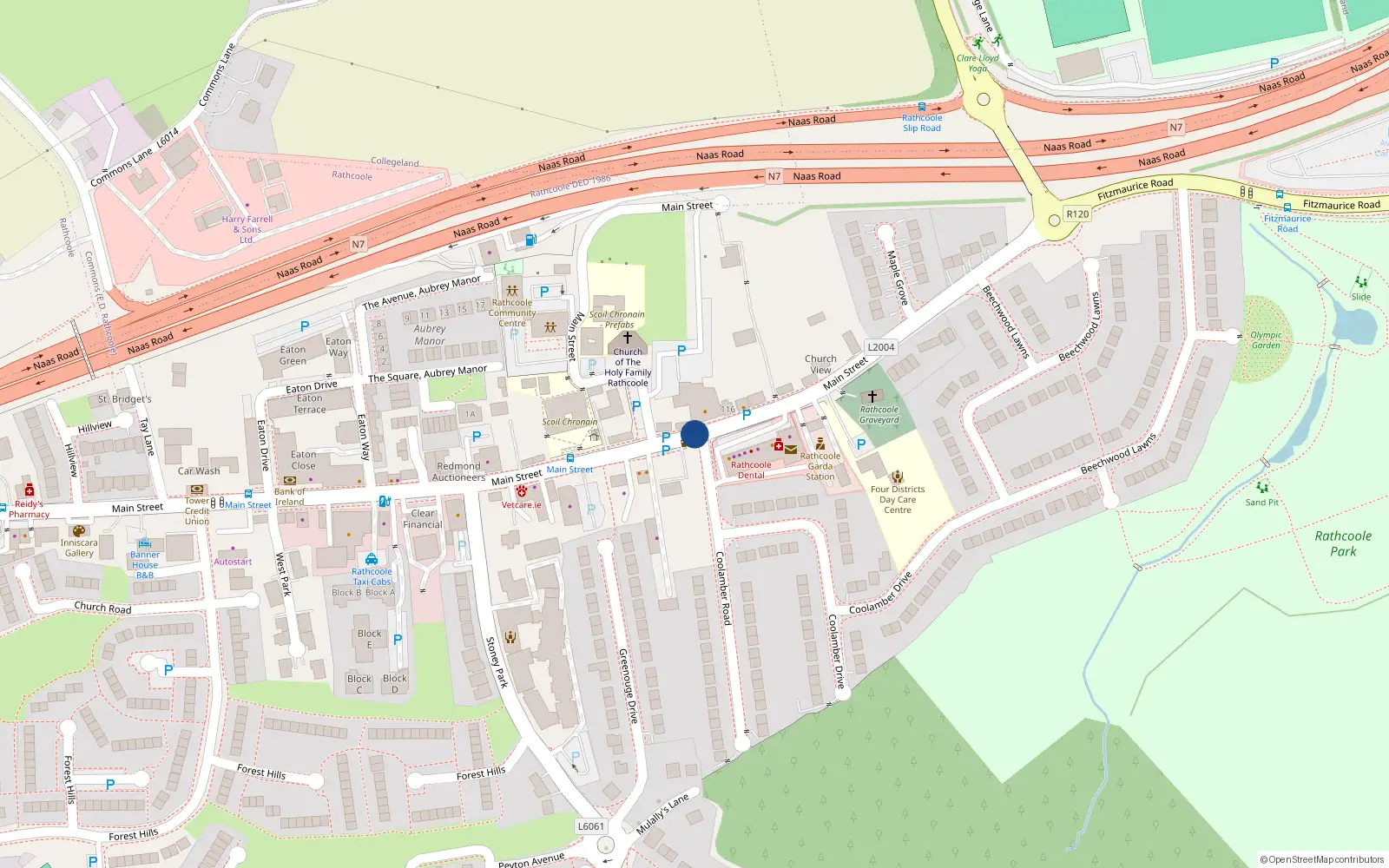 Overhead map showing the location of 1 Shiels Court, Rathcoole