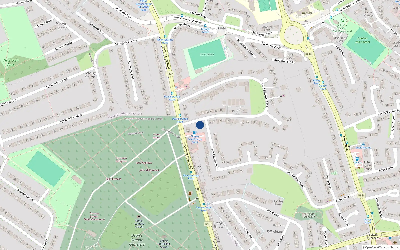 Overhead map showing the location of 1 St Fintans Villas, Blackrock, Co Dublin