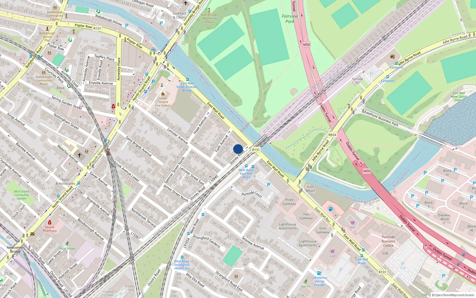 Overhead map showing the location of 1 Stoney Road, North Strand