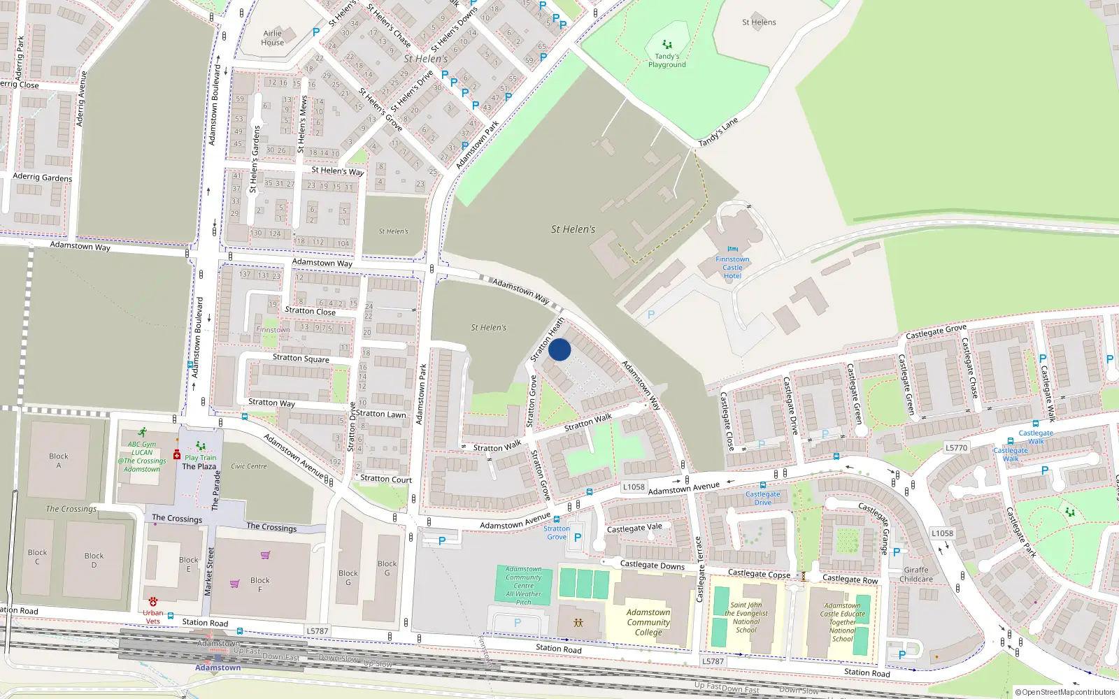 Overhead map showing the location of 1 Stratton Heath, Adamstown