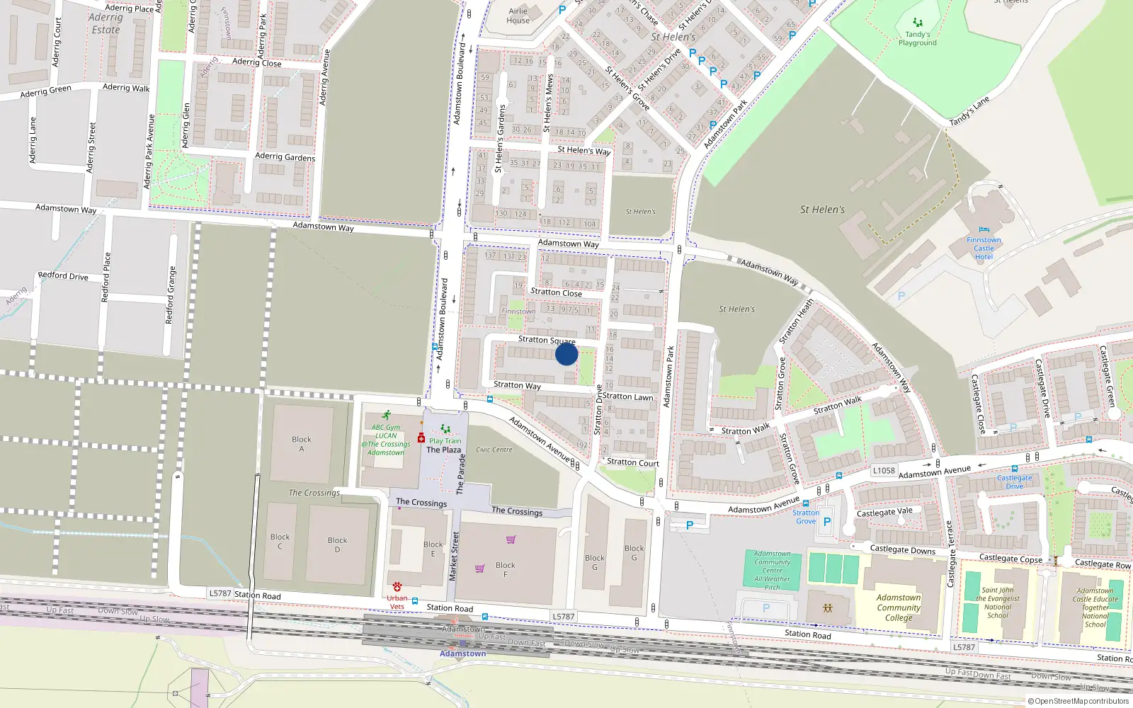 Overhead map showing the location of 1 Stratton Square, Lucan