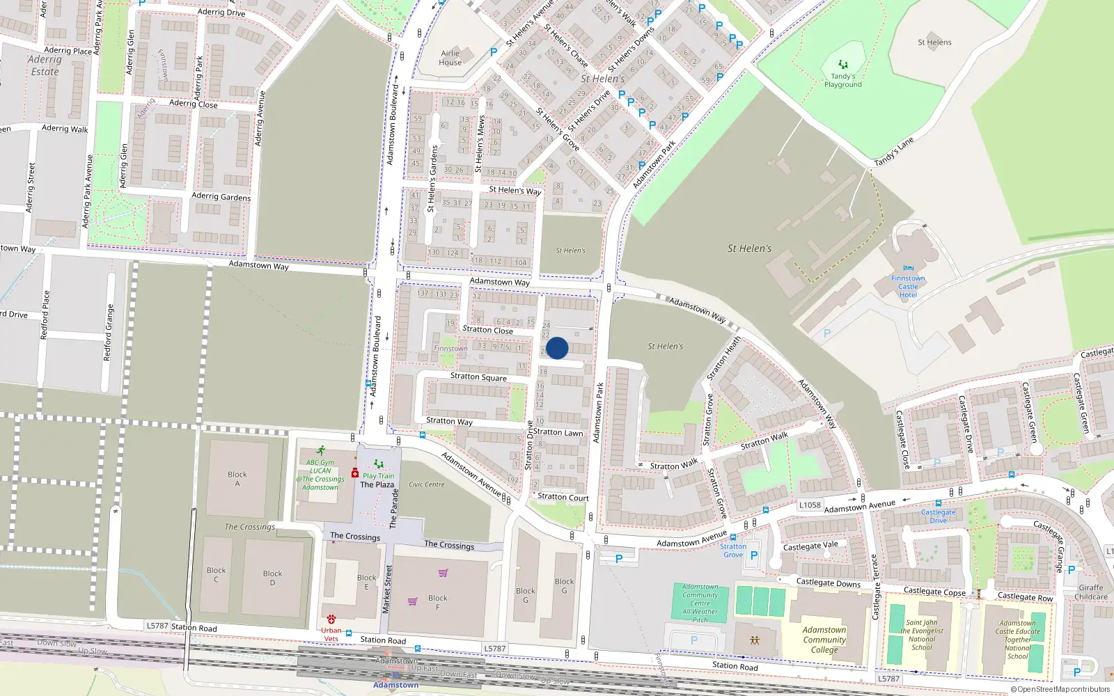 Overhead map showing the location of 1 Stratton Vale, Lucan