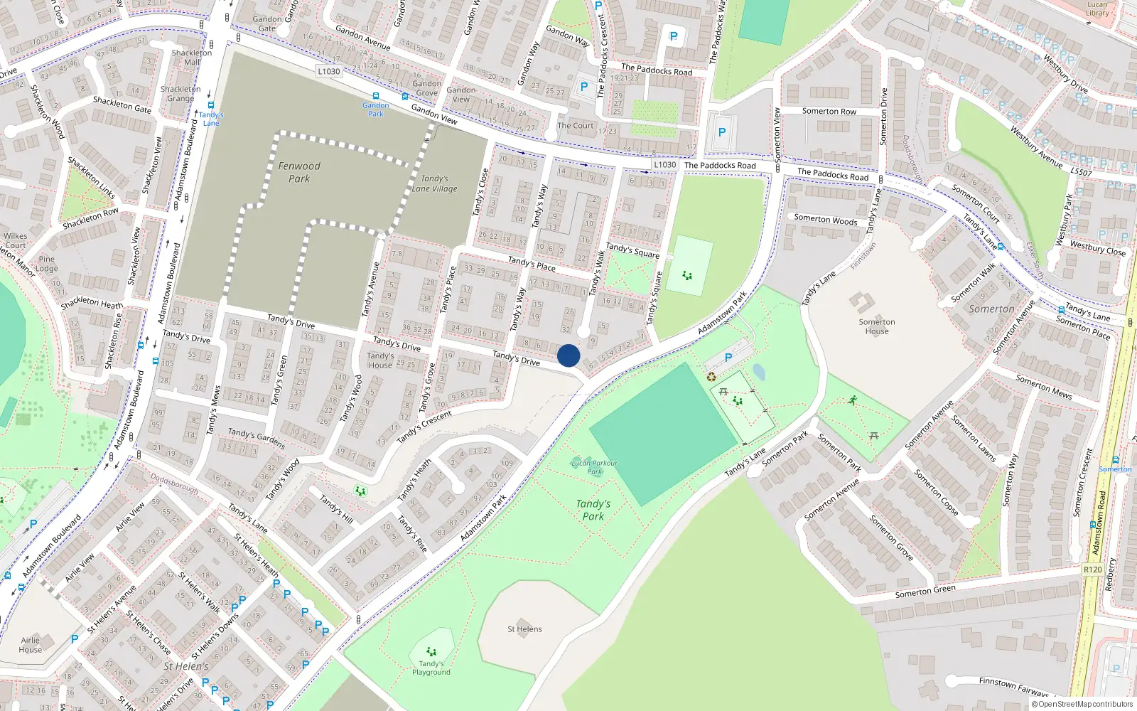Overhead map showing the location of 1 Tandy's Drive, Lucan