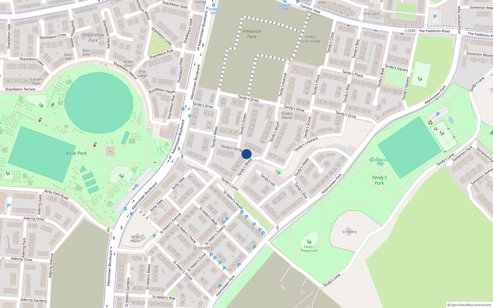 Overhead map showing the location of 1 Tandy's Heath, Lucan