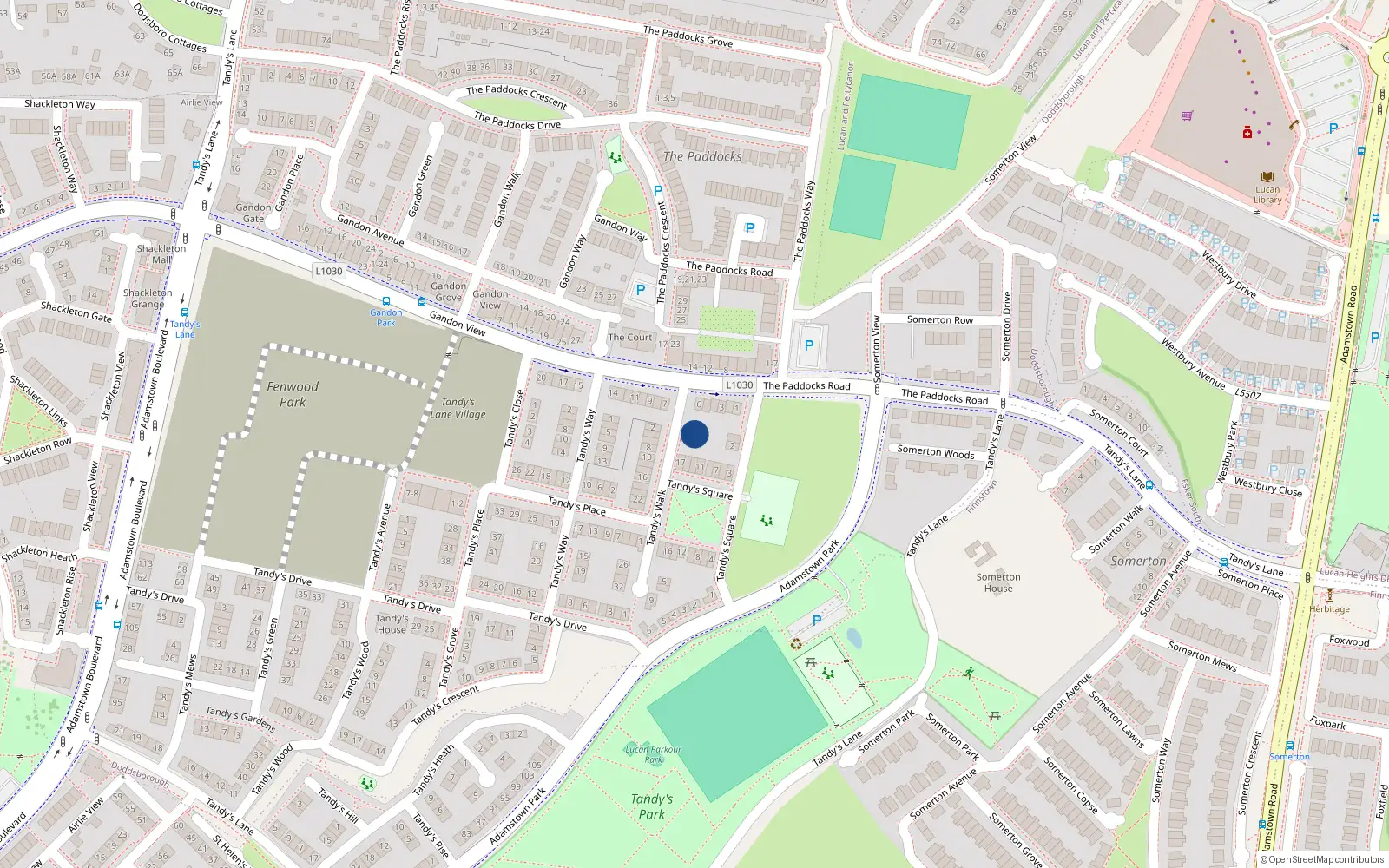 Overhead map showing the location of 1 Tandy's Walk, Lucan