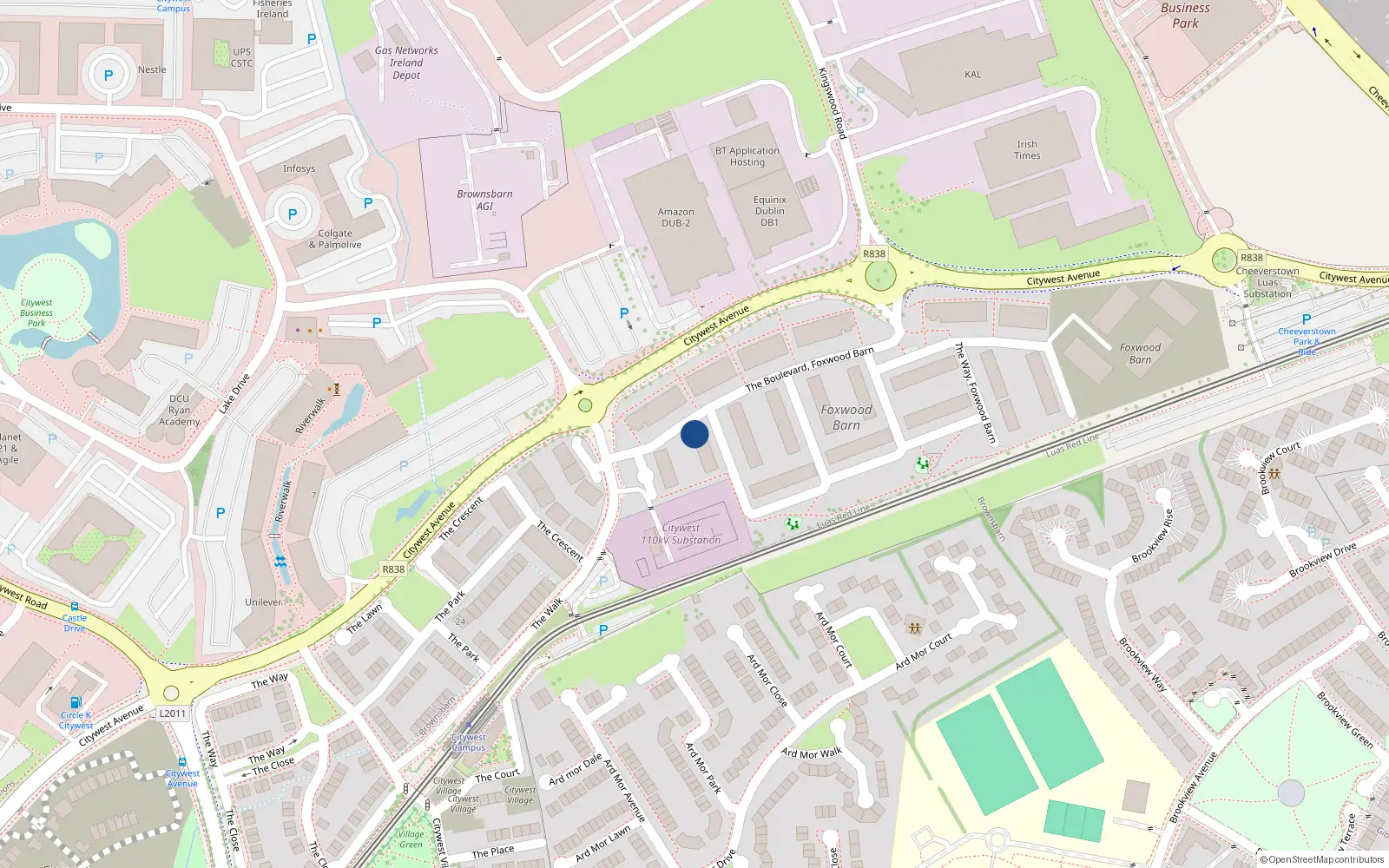 Overhead map showing the location of 1 The Cresent, Brownsbarn