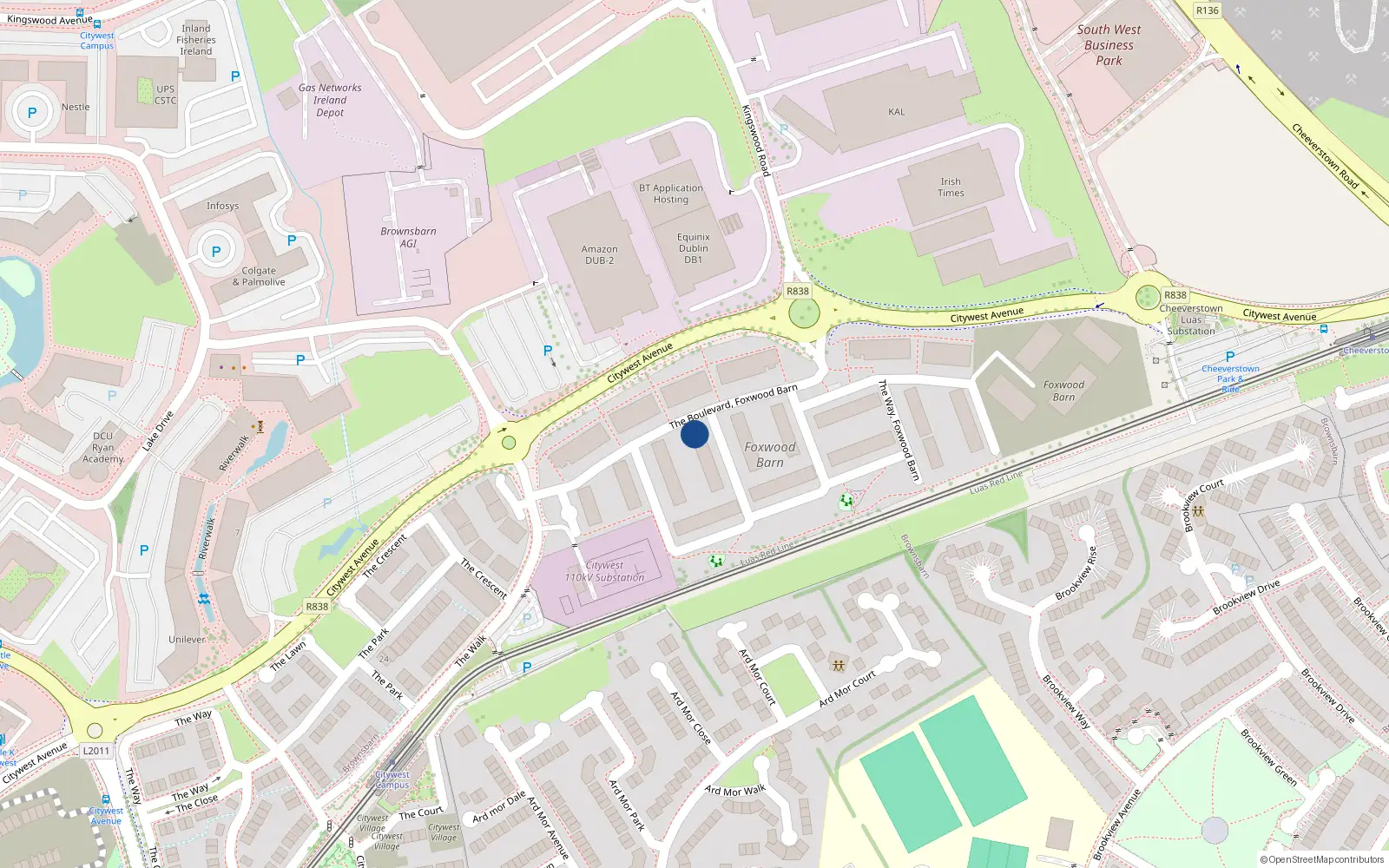 Overhead map showing the location of 1 The Drive, Brownsbarn