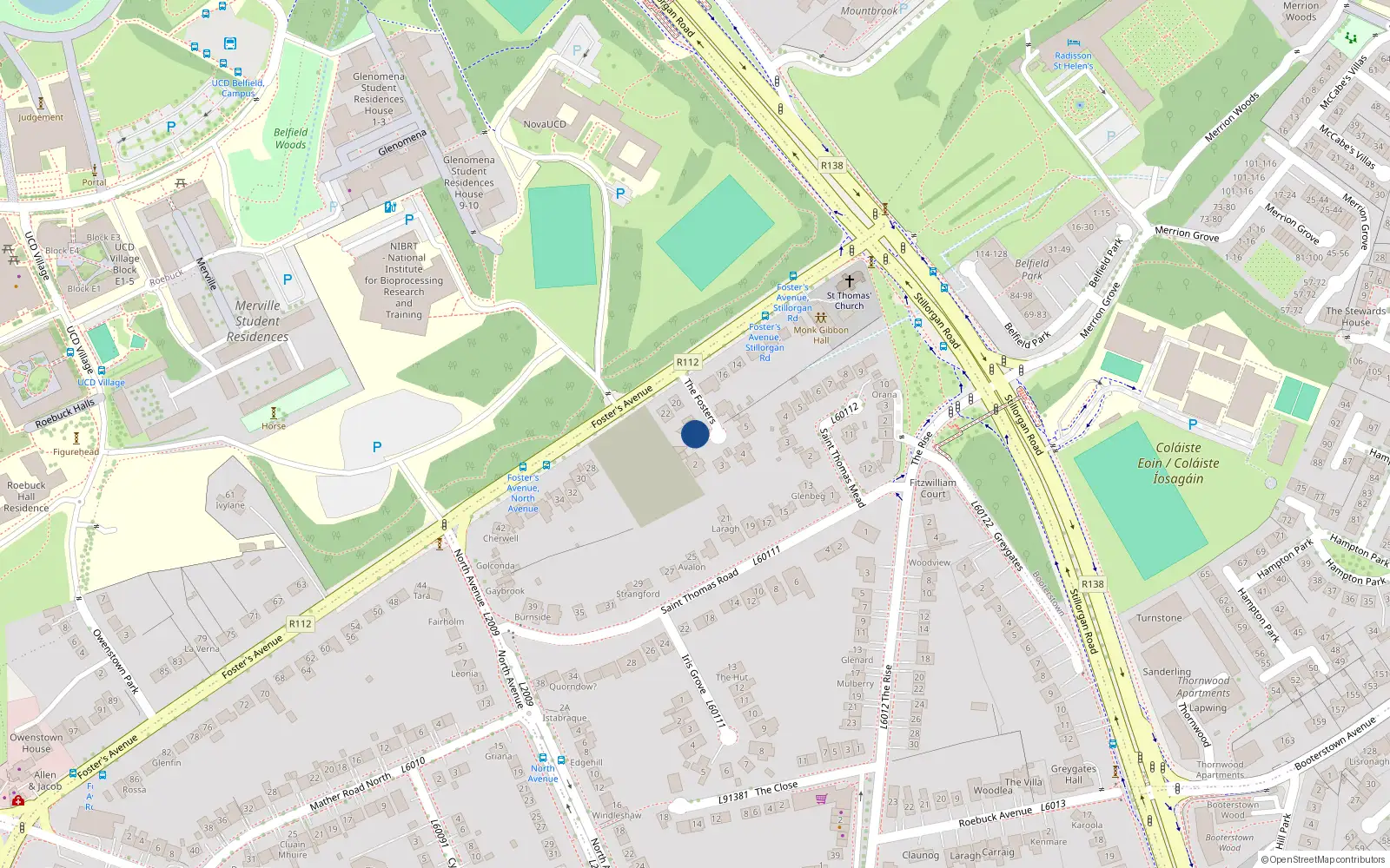Overhead map showing the location of 1 The foster'S, Blackrock