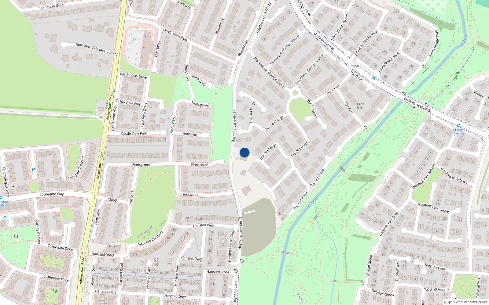 Overhead map showing the location of 1 the Green, Haydens Lane, Lucan