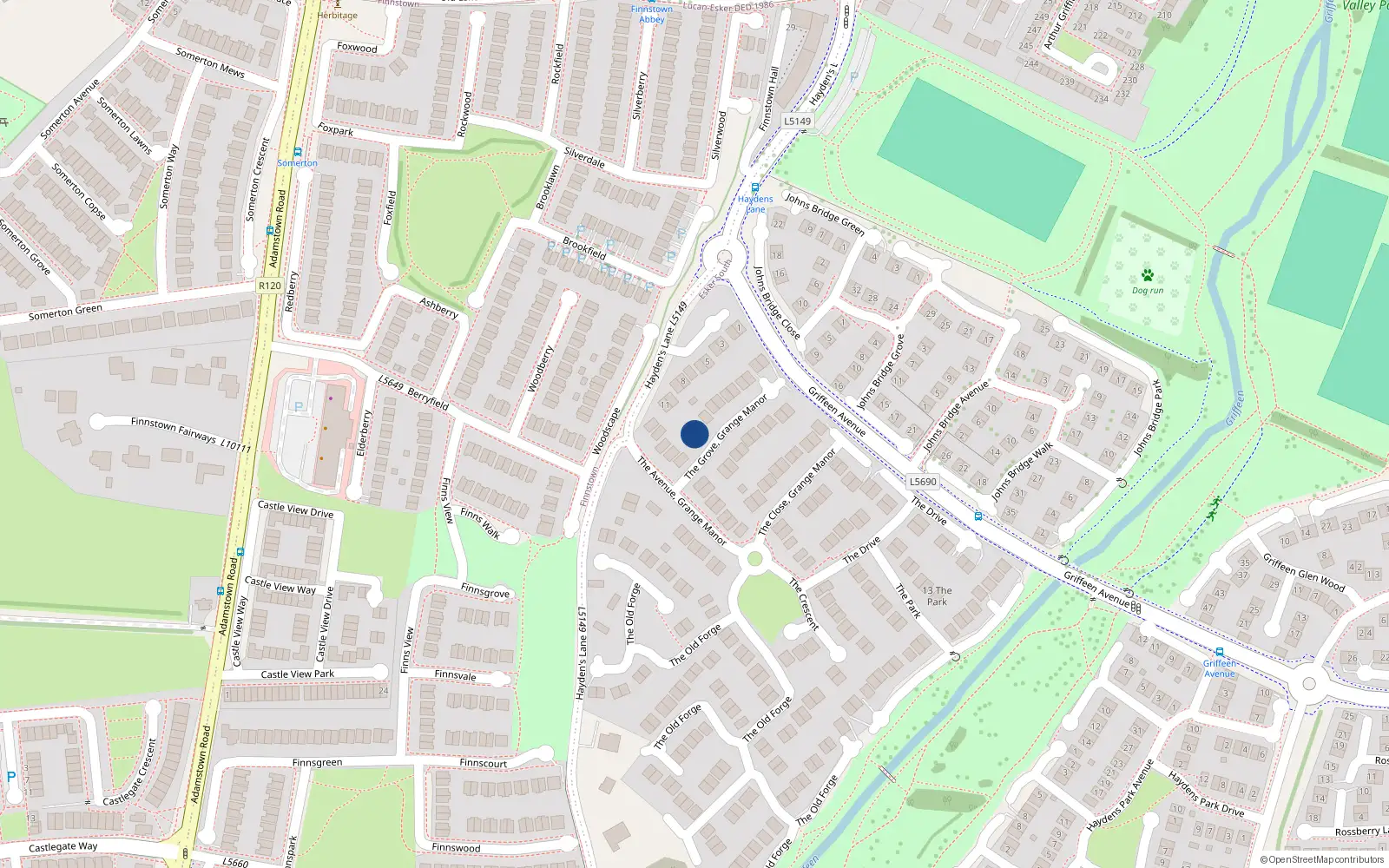 Overhead map showing the location of 1 The Grove, Lucan