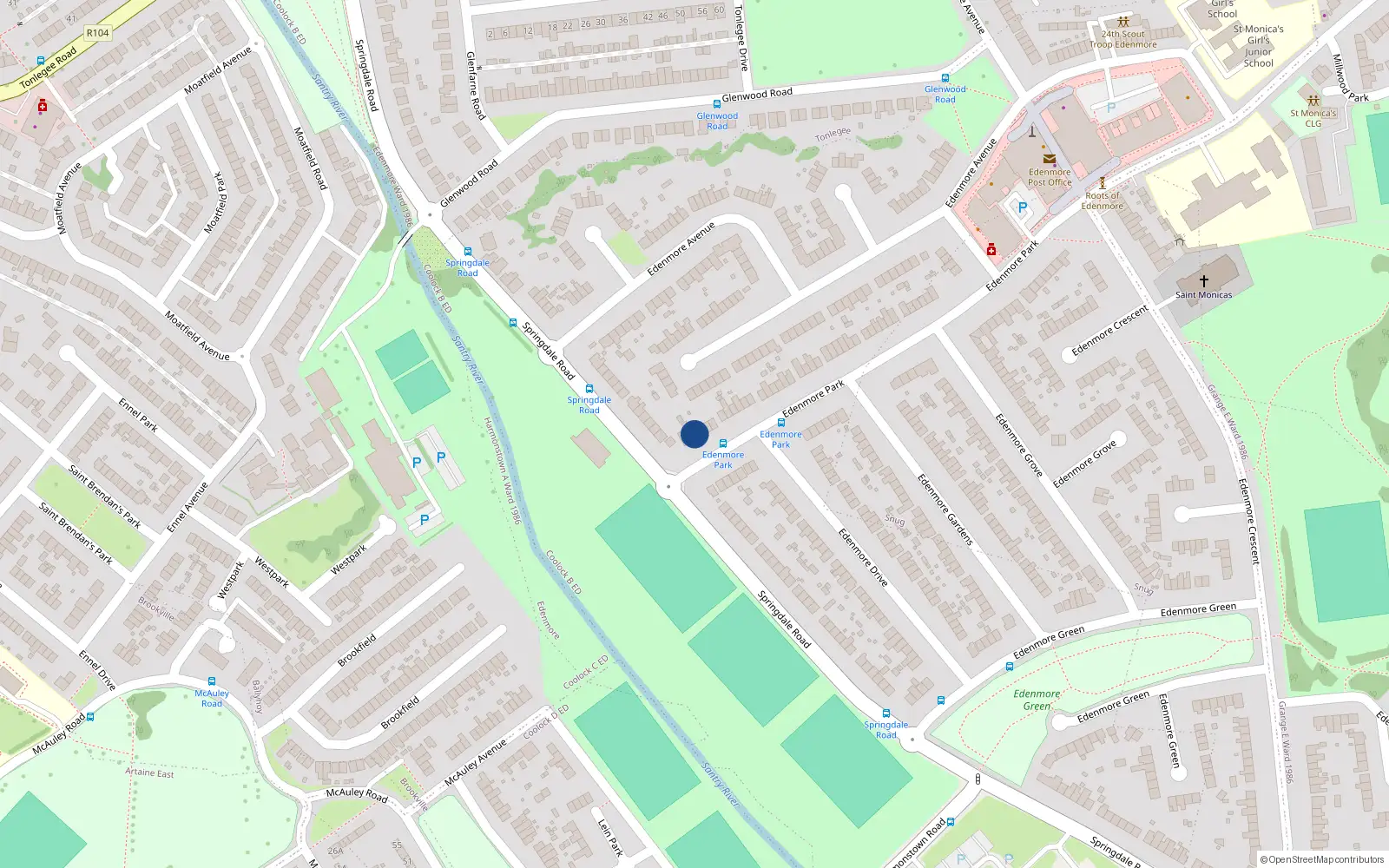 Overhead map showing the location of 1 the Mills, 5 Edenmore Park, Raheny Dublin 5