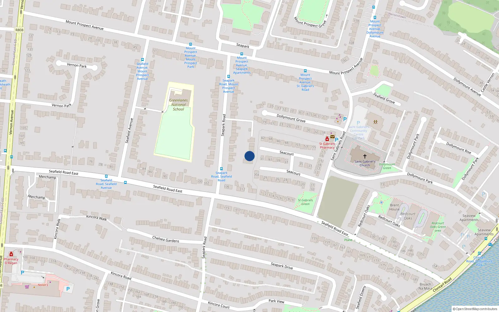 Overhead map showing the location of 1 the Moorings, Seacourt, Seapark