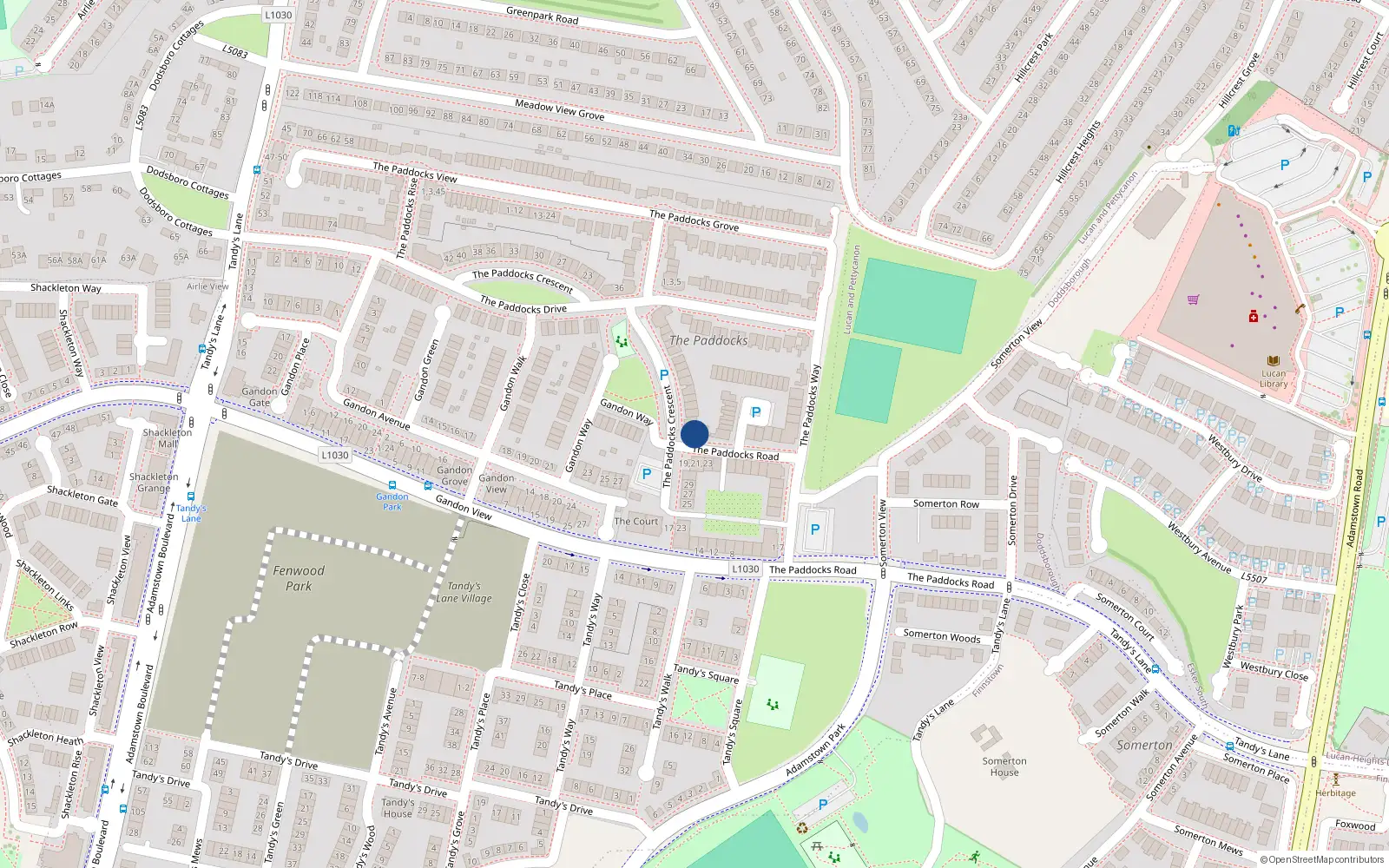 Overhead map showing the location of 1 the Paddocks, Crescent, Adamstown