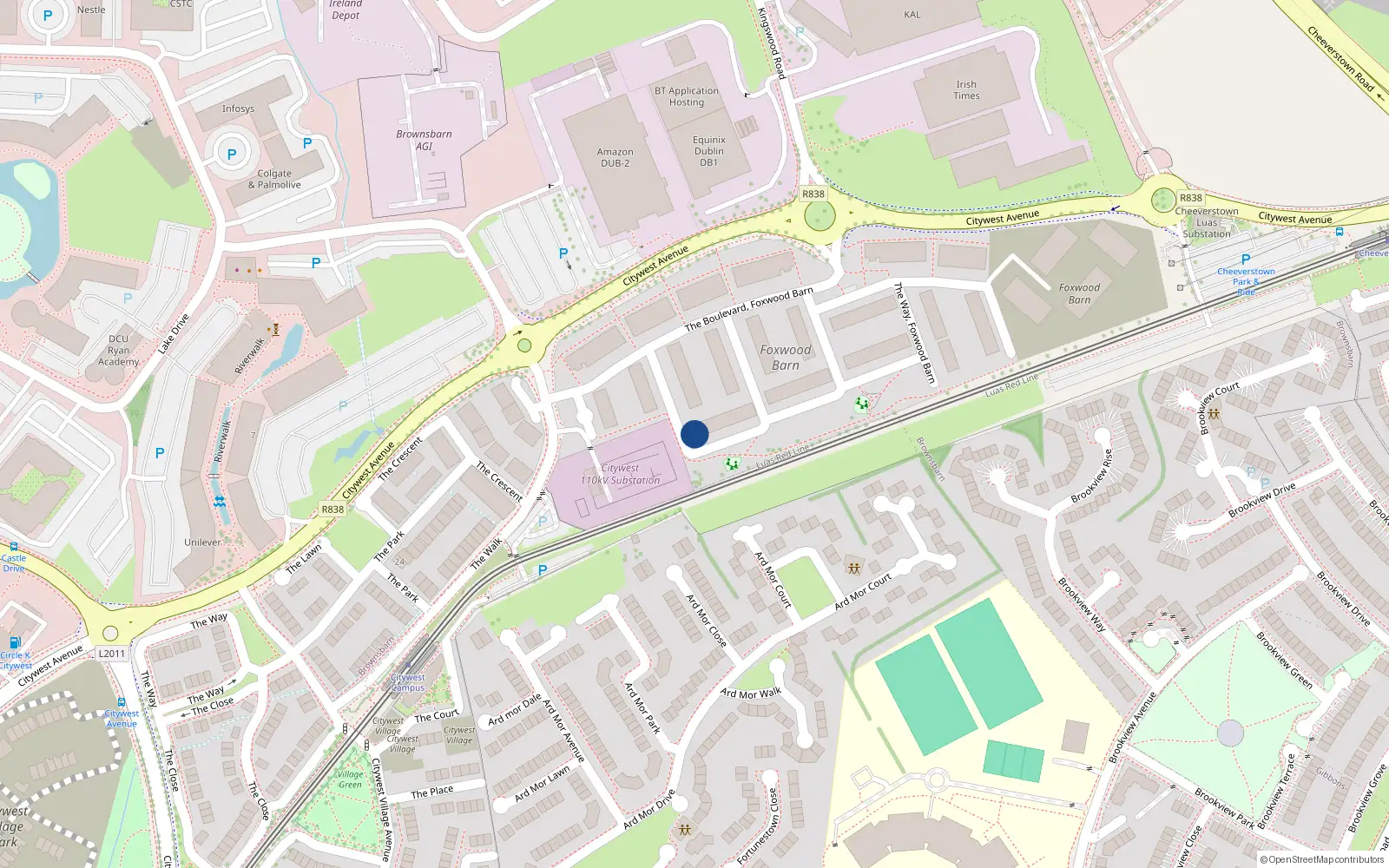 Overhead map showing the location of 1 The Park, Citywest