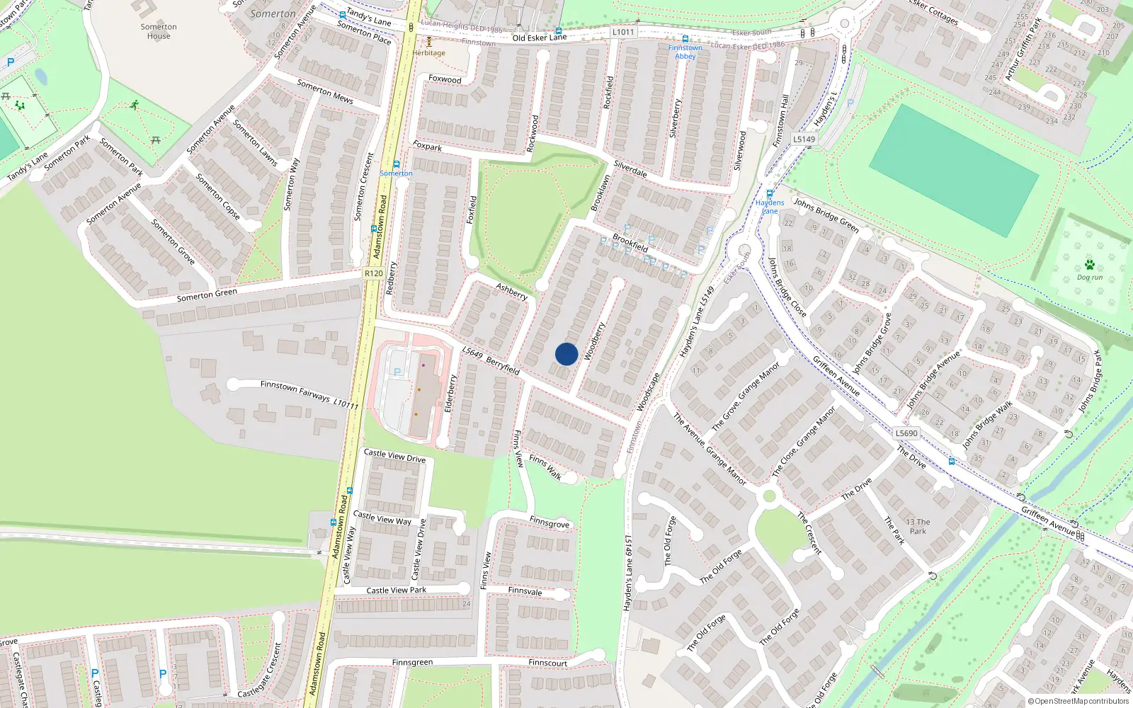 Overhead map showing the location of 1 Woodberry, Lucan