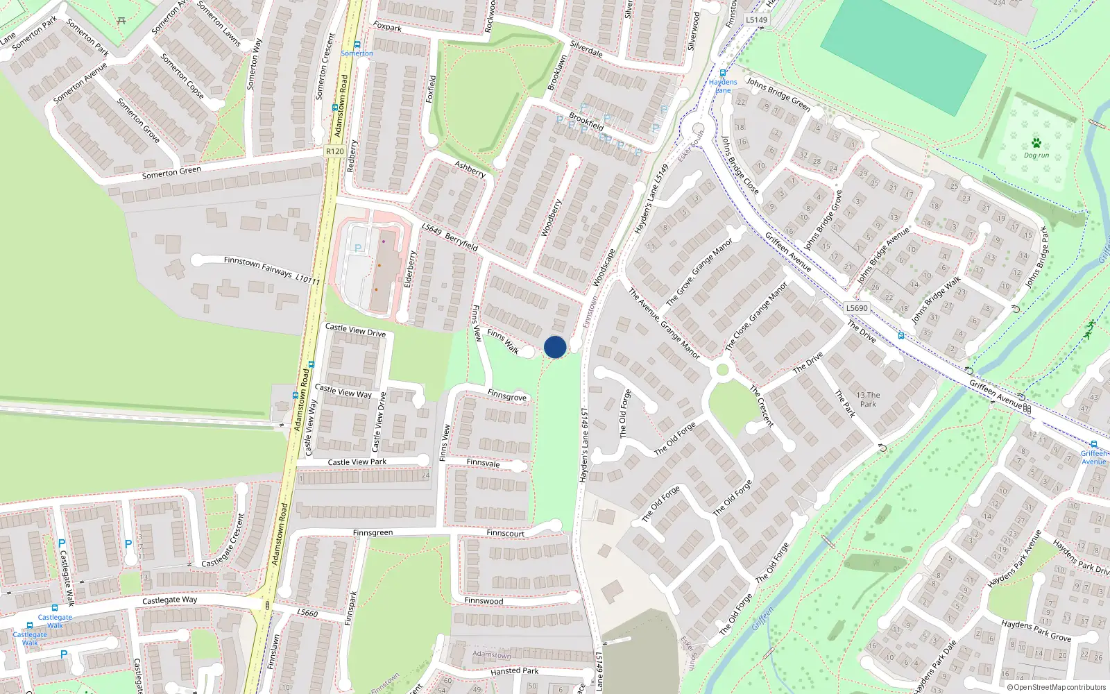 Overhead map showing the location of 1 Woodscape, Lucan