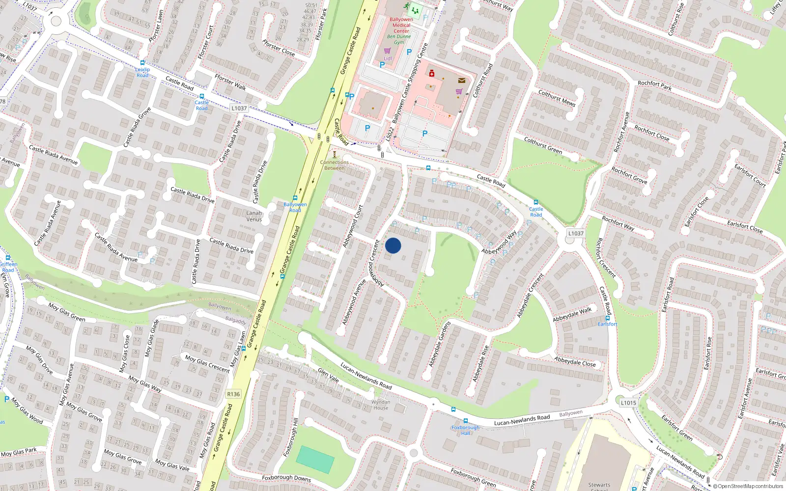 Overhead map showing the location of 10 Abbeywood Avenue, Lucan