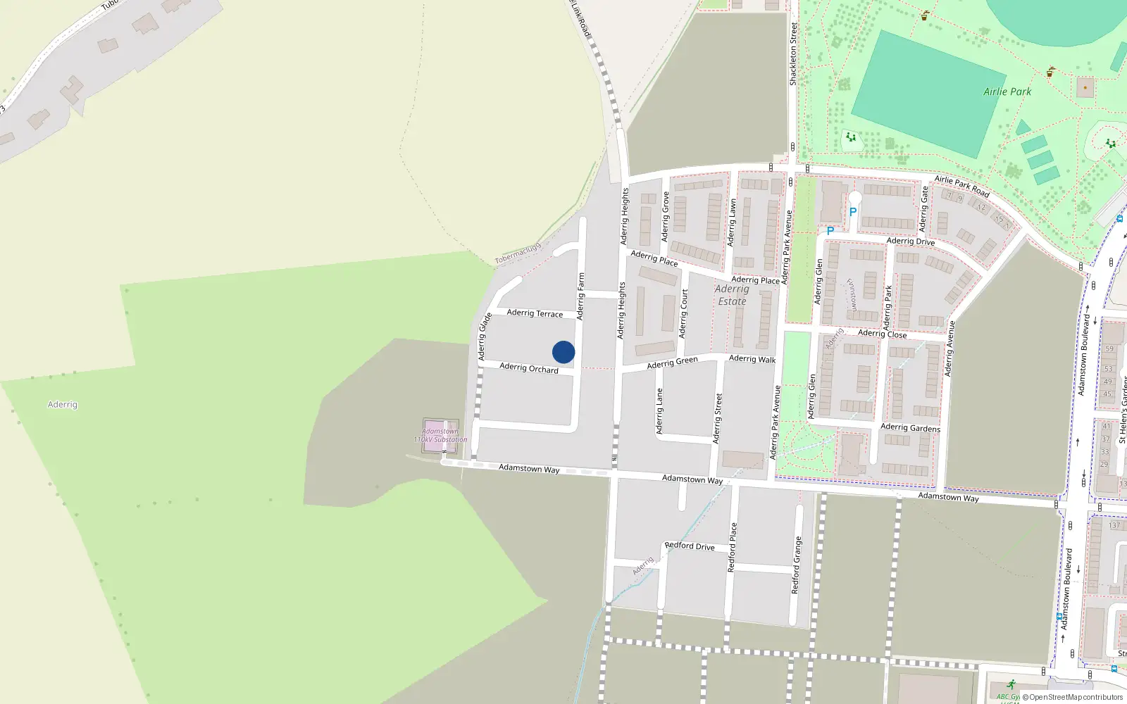 Overhead map showing the location of 10 Aderrig Farm, Lucan