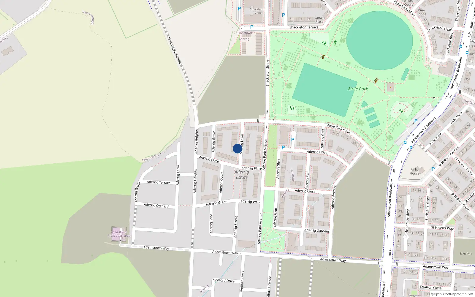 Overhead map showing the location of 10 Aderrig Lawn, Lucan