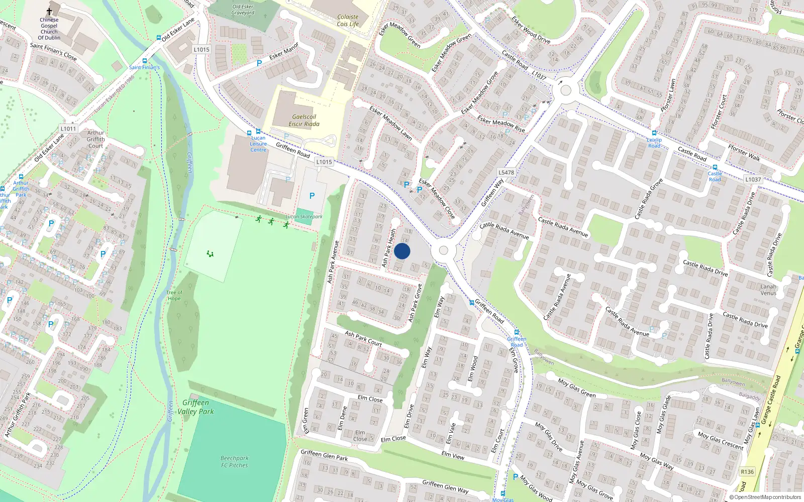 Overhead map showing the location of 10 Ash Park Heath, Ash Park, Lucan