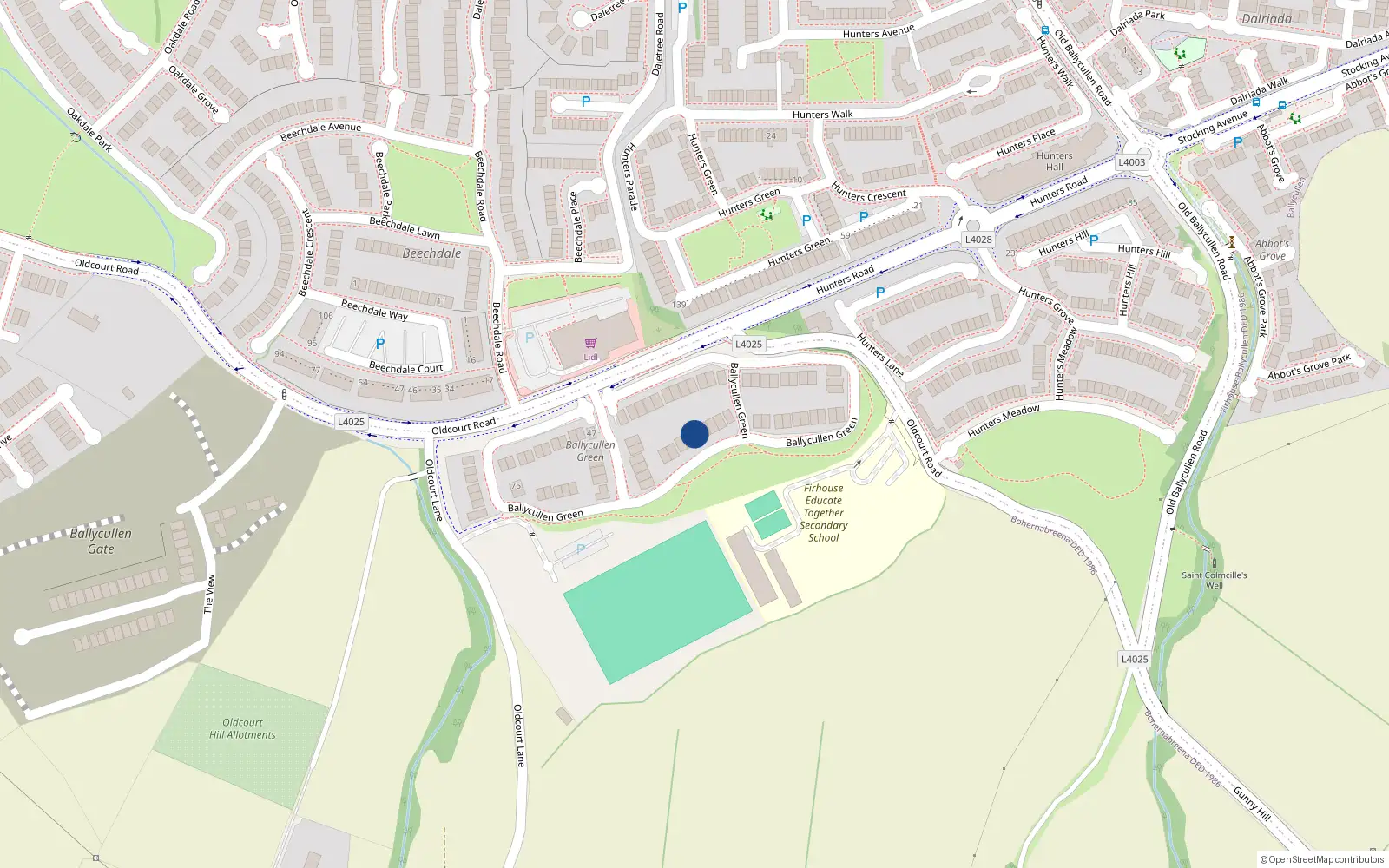 Overhead map showing the location of 10 Ballycullen Green, Dublin 24
