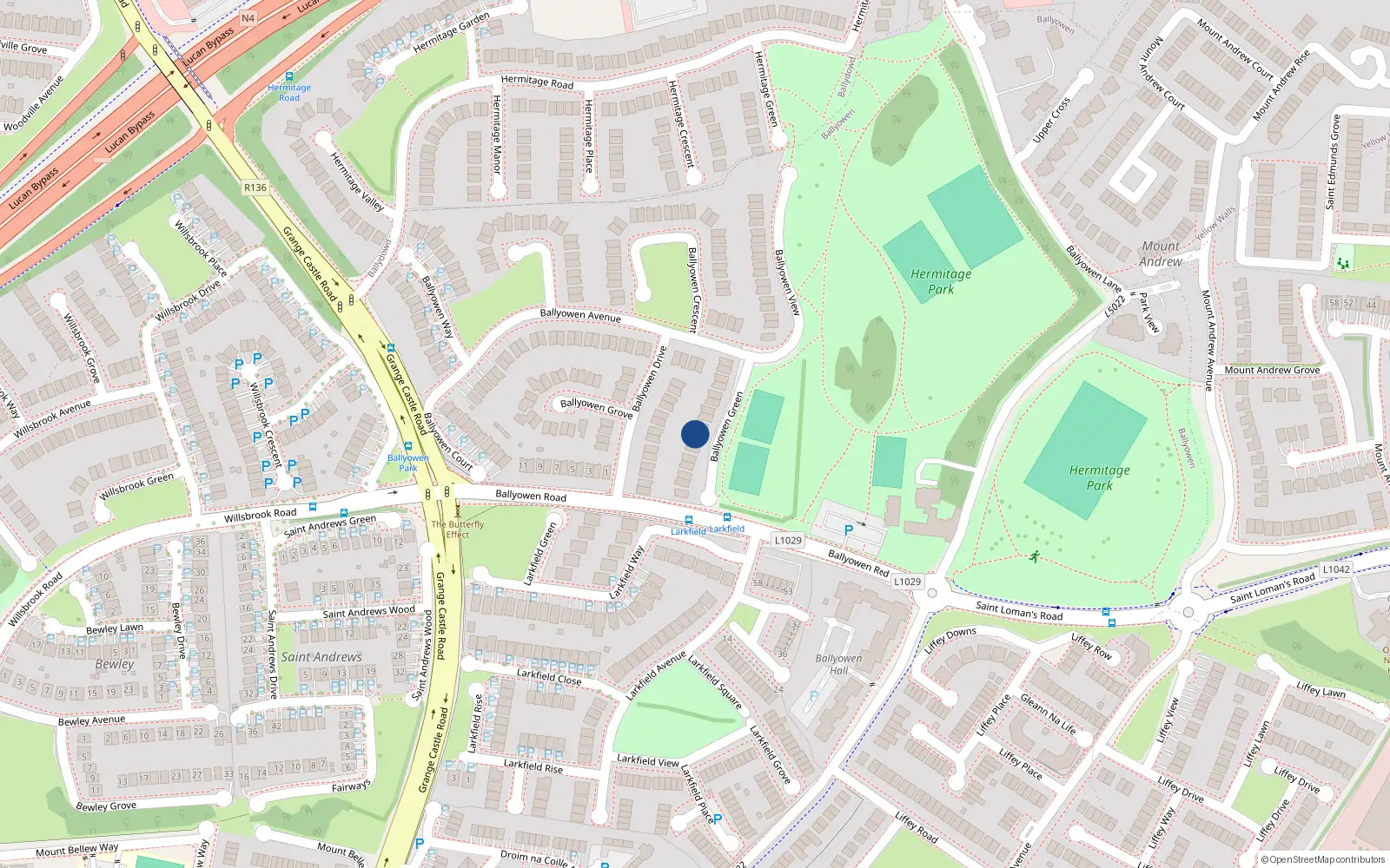 Overhead map showing the location of 10 Ballyowen Green, Lucan