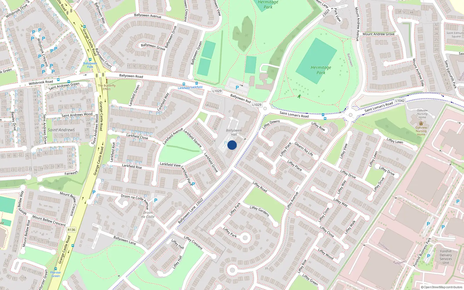 Overhead map showing the location of 10 Ballyowen Hall, Ballyowen Lane, Lucan