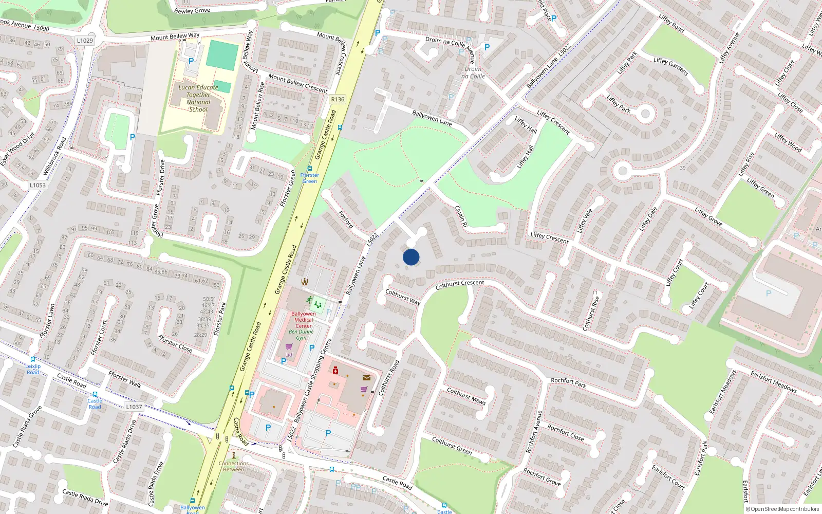 Overhead map showing the location of 10 Ballyowen Square, Lucan, Co Dublin