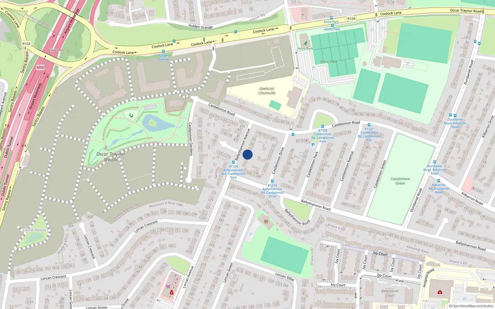 Overhead map showing the location of 10 Ballyshannon Avenue, Dublin 5