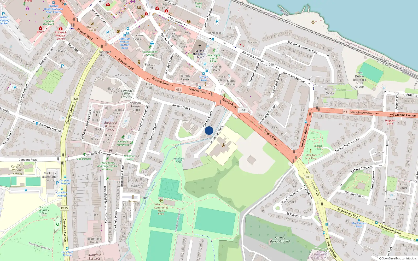 Overhead map showing the location of 10 Barclay Court, Blackrock