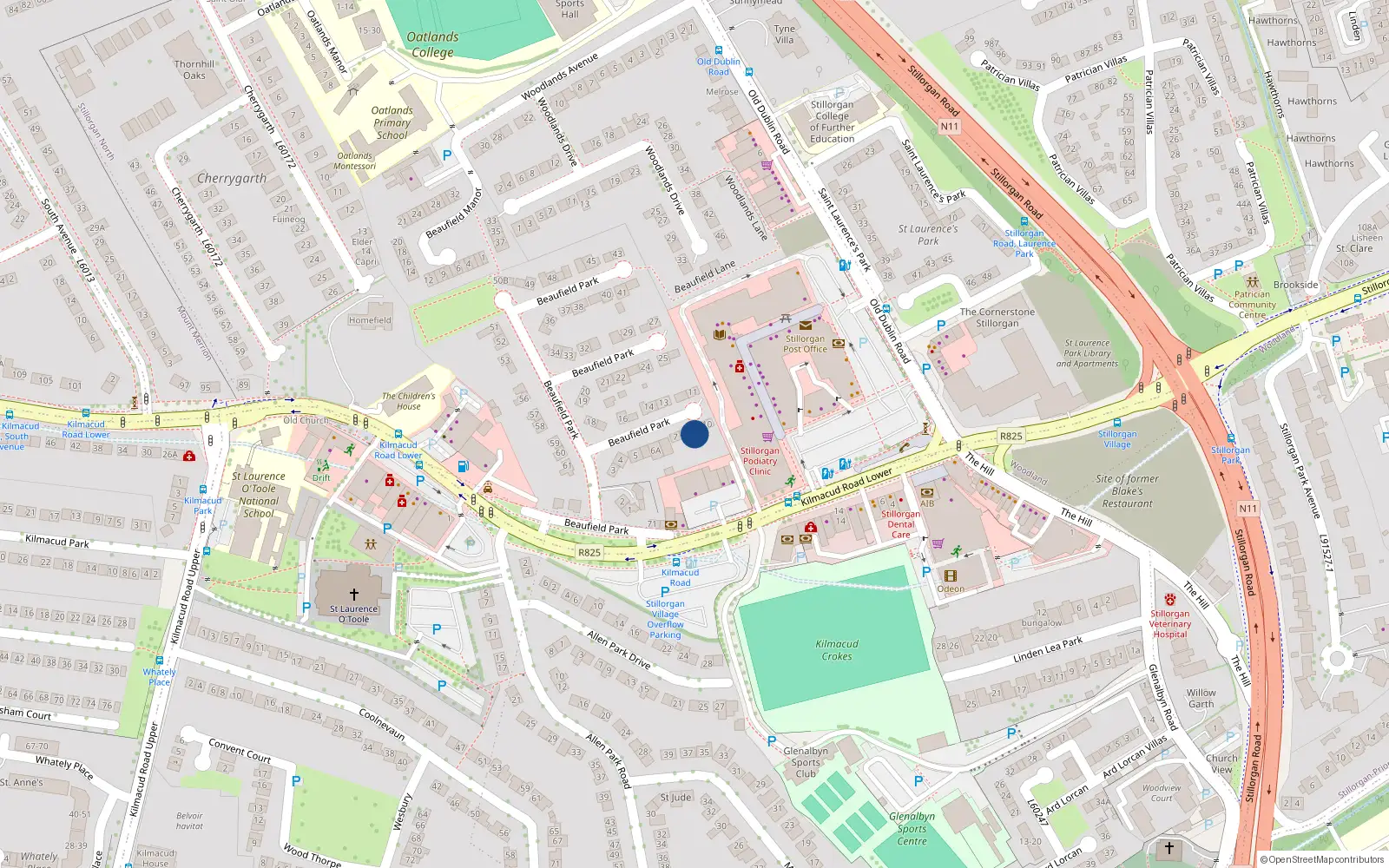 Overhead map showing the location of 10 Beaufield Park, Dublin
