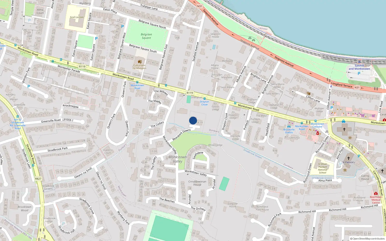 Overhead map showing the location of 10 Beauparc Downs, Monkstown Valley, Monkstown