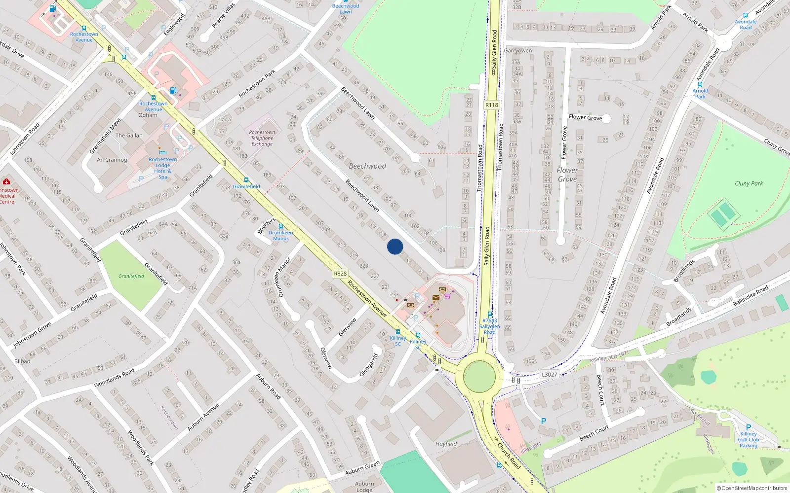Overhead map showing the location of 10 Beechwood Lawn, Dublin
