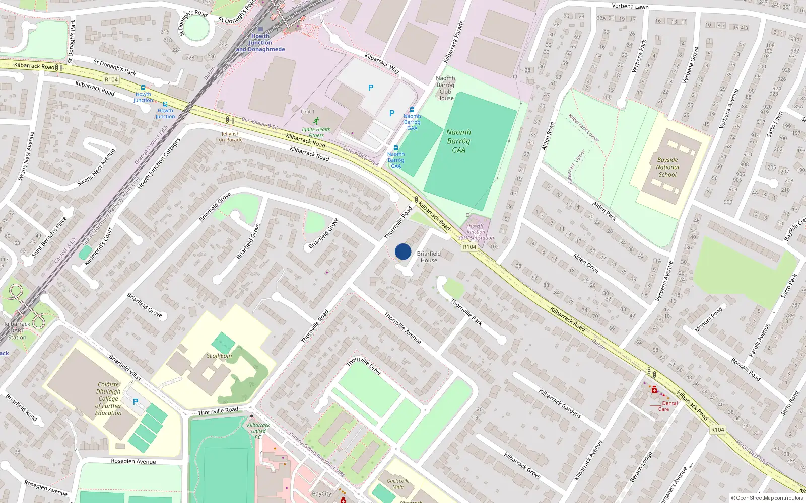 Overhead map showing the location of 10 Belfry, Kilbarrack Road, Dublin 5