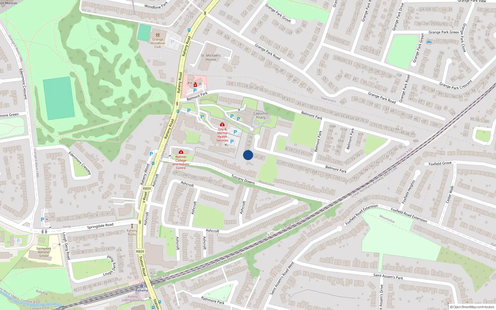 Overhead map showing the location of 10 Belmont Square, Dublin 5