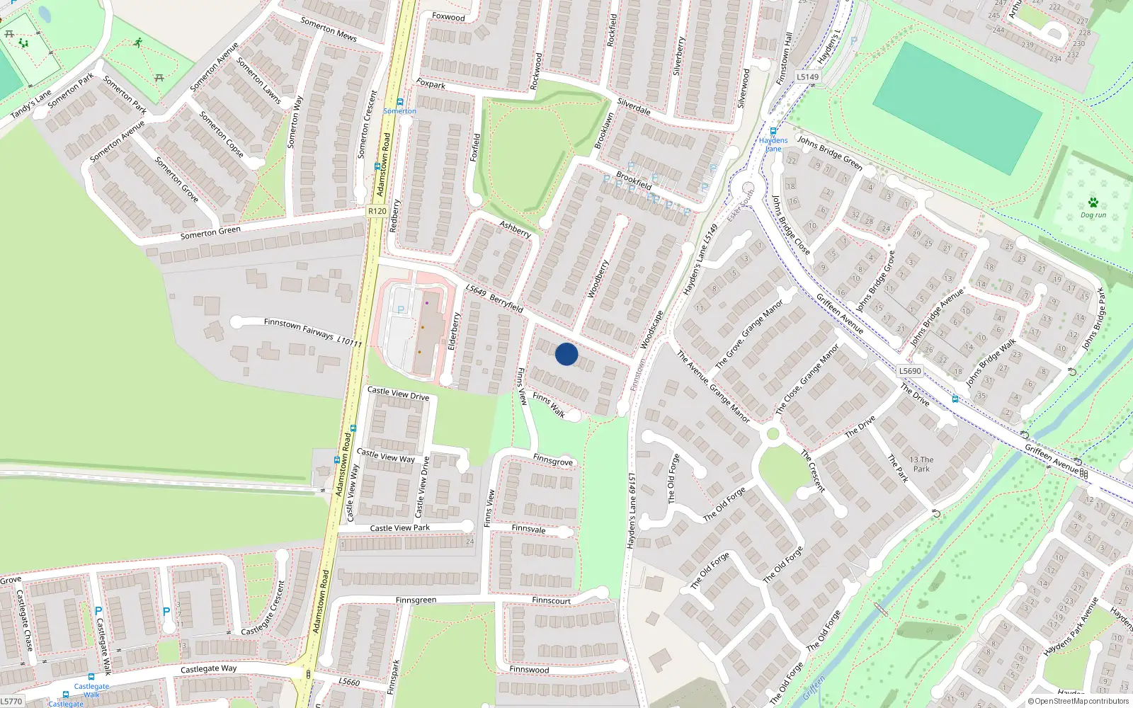 Overhead map showing the location of 10 Berryfield, Lucan