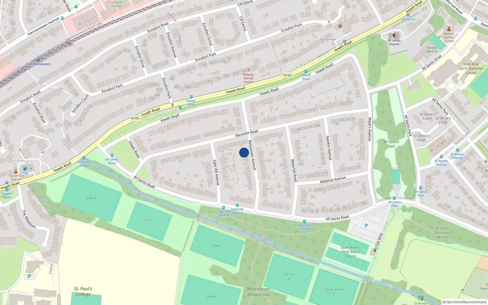 Overhead map showing the location of 10 Bettystown Avenue, Dublin 5
