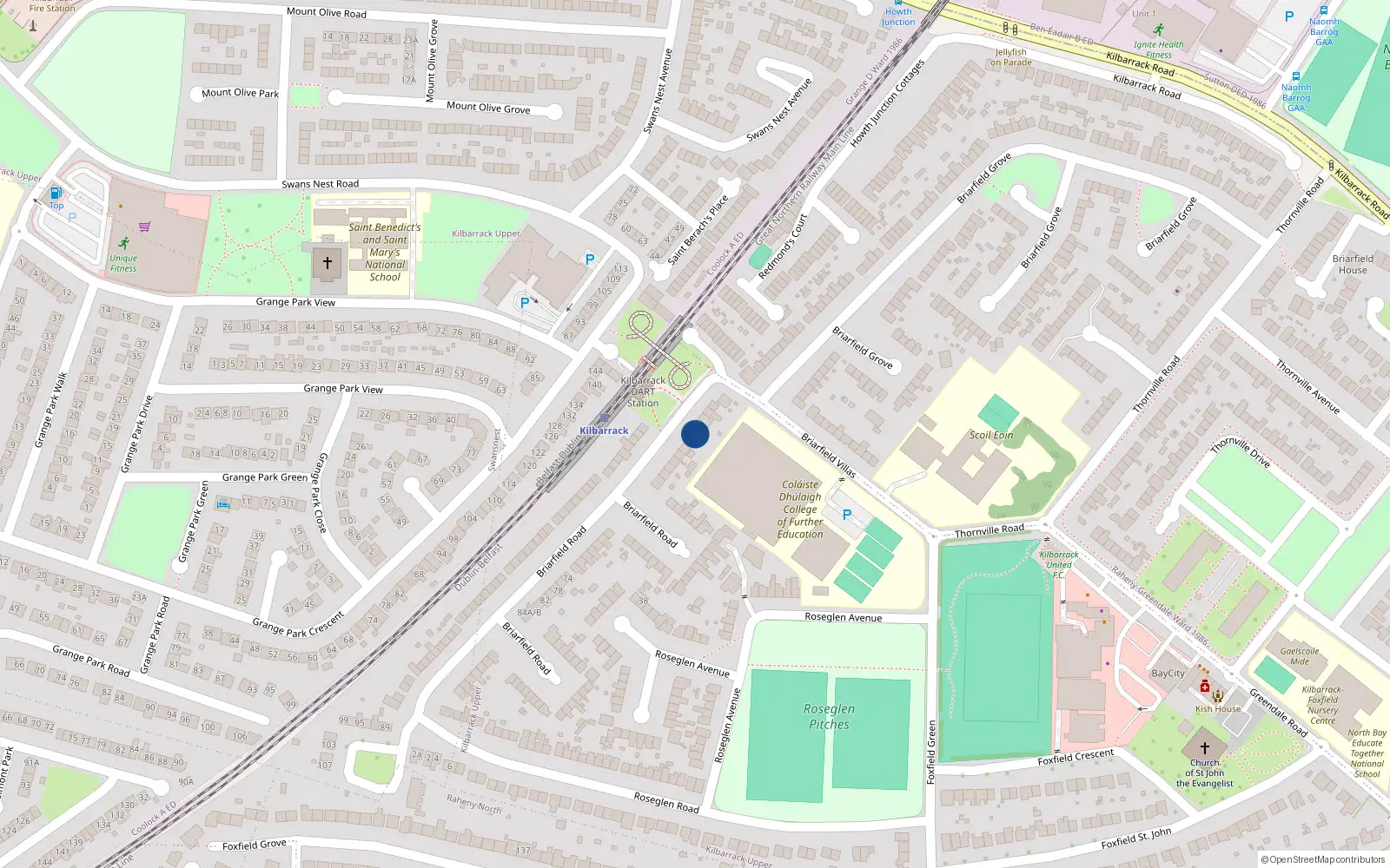 Overhead map showing the location of 10 Briarfield Road, Briarfield Dublin 5, Dublin