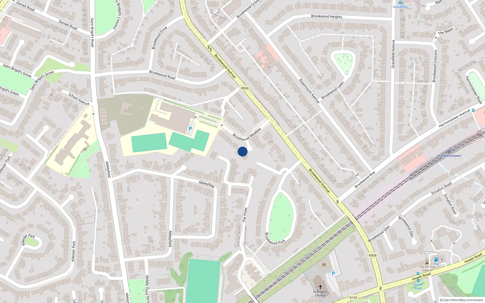 Overhead map showing the location of 10 Brookwood Hall, Dublin 5