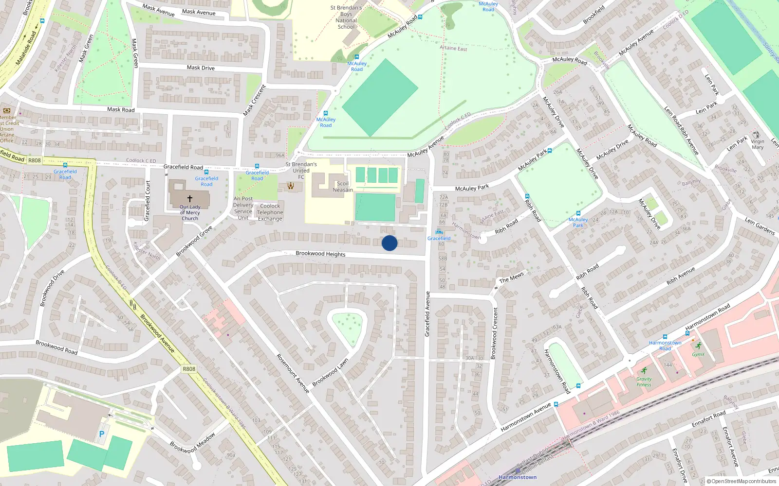 Overhead map showing the location of 10 Brookwood Heights, Dublin 5