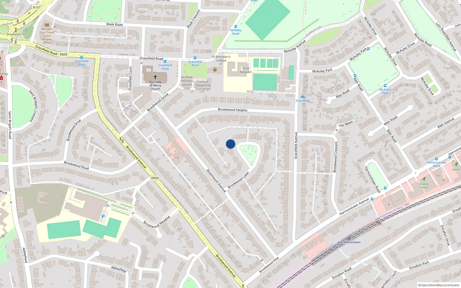 Overhead map showing the location of 10 Brookwood Lawn, Dublin 5