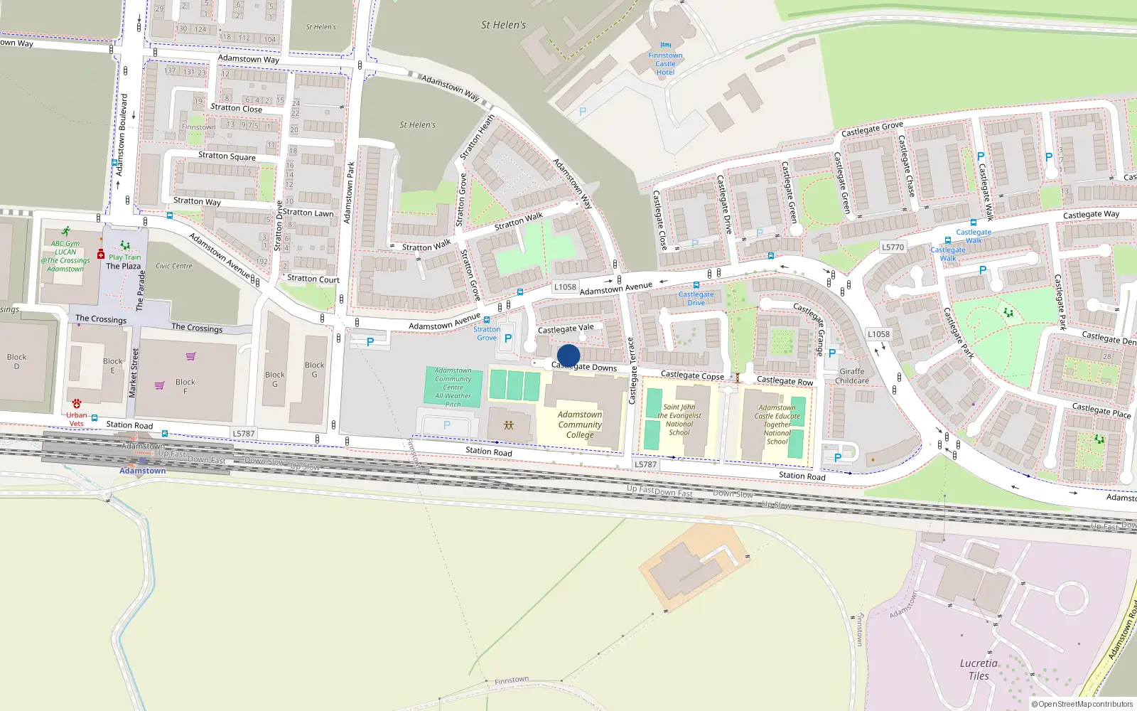 Overhead map showing the location of 10 Castlegate Downs, Adamastown Castle, Adamstown