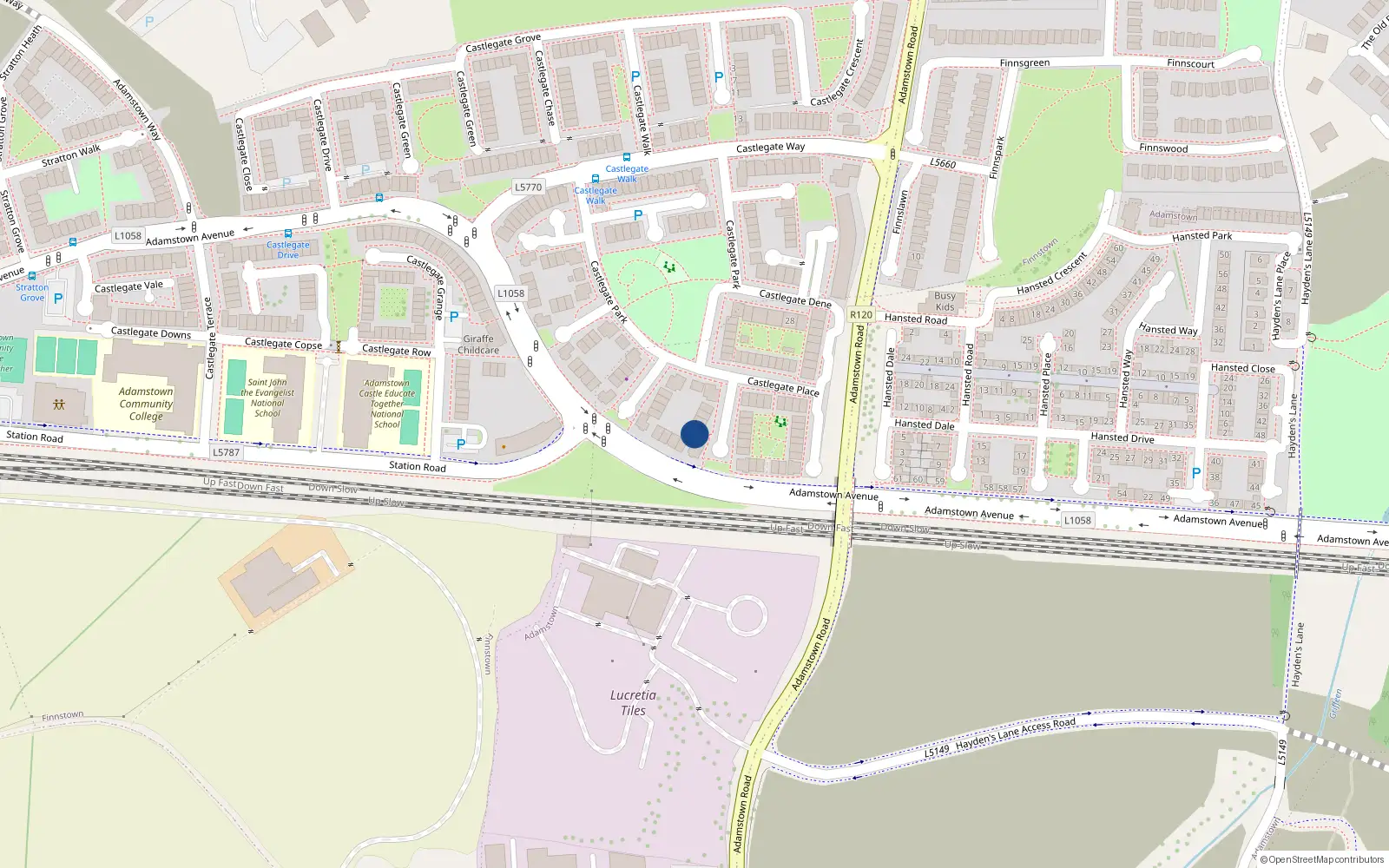 Overhead map showing the location of 10 Castlegate Heath, Lucan