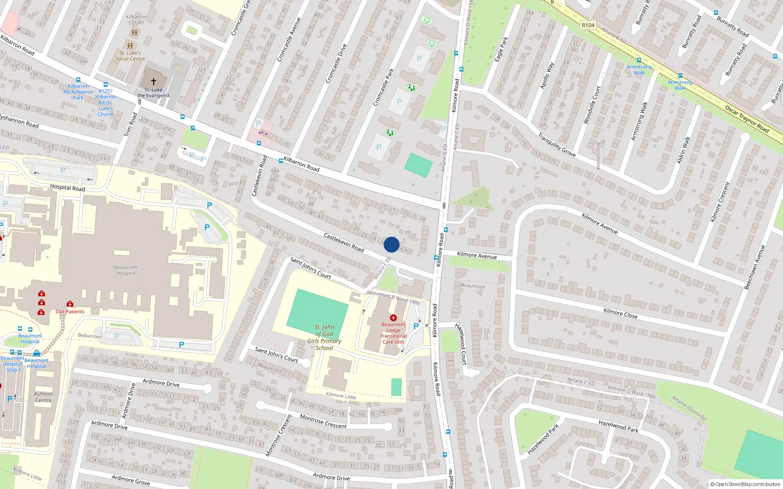 Overhead map showing the location of 10 Castlekevin Road, Dublin 5